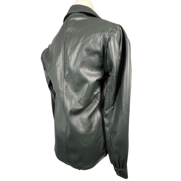 NWT Blank NYC Dark Green, Faux Leather, Snap Closure Button Down (XS) - Picture 9 of 9